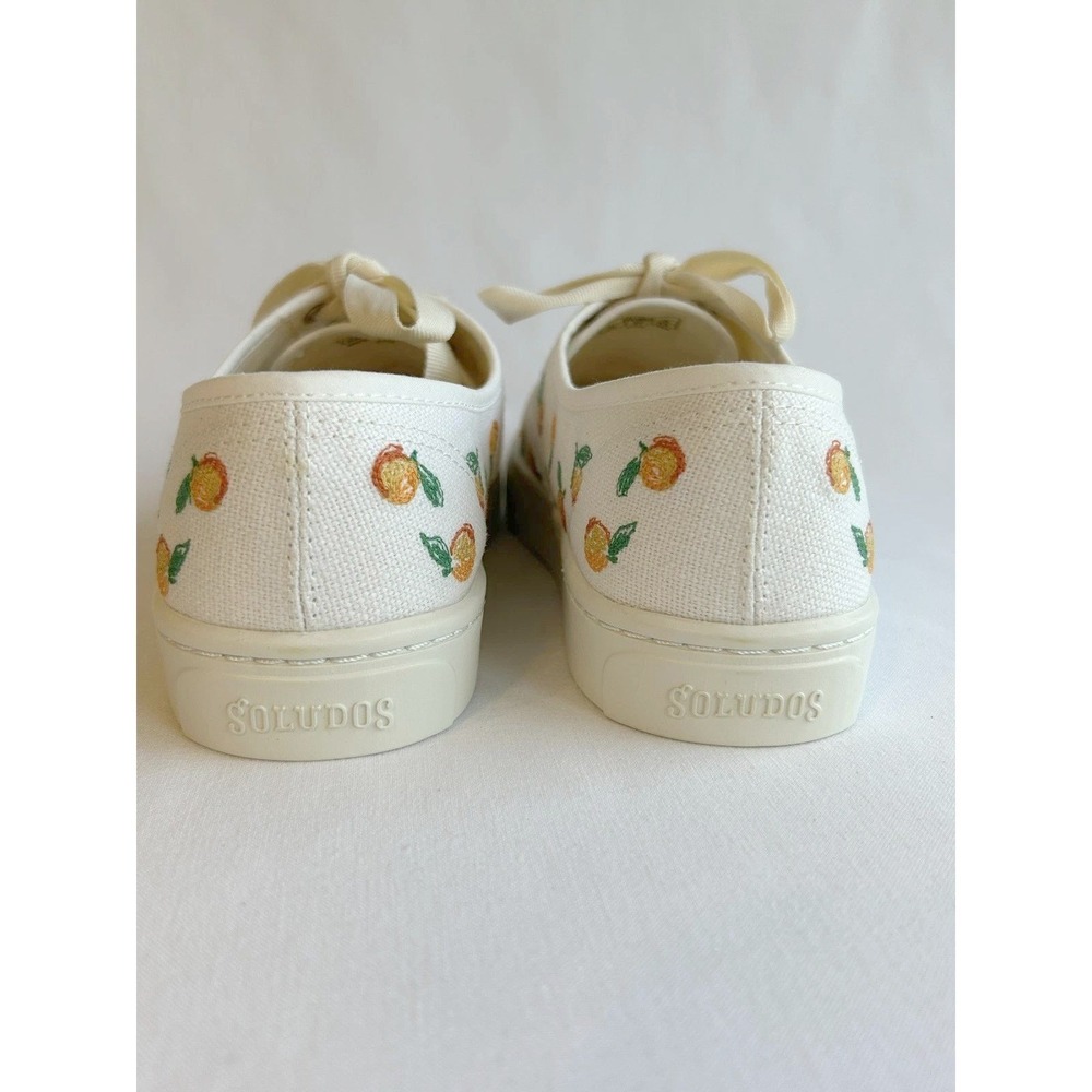 Soludos Womens Ivory Orange Embroidered Sneakers Espadrille Shoe Sz 7 / #S2620 - Picture 3 of 6